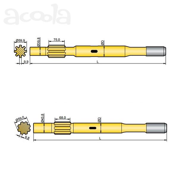 Хвостовик аналог Sandvik/Tamrock HL 600, HL 600 S, HL 645, HL 645 S
