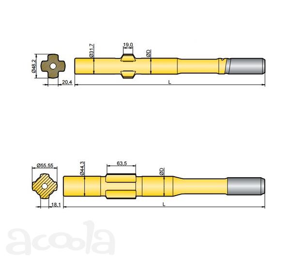 Хвостовик аналог Sandvik/Tamrock L 400, L 500, L 600, L 750